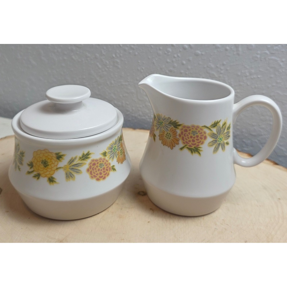 Noritake Sunny Side 9003 Progression Creamer & Sugar Bowl Set Japan